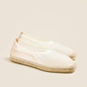 J.Crew Made-in-Spain espadrille flats in mesh white sz 8